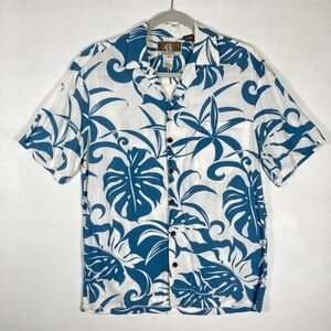 Kalaheo Hawaiian Aloha Shirt Small Reverse Print USA Palm Flowers Leaves Floral